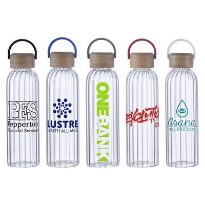 Eos 21 oz Glass Bottle w/ Bamboo Lid